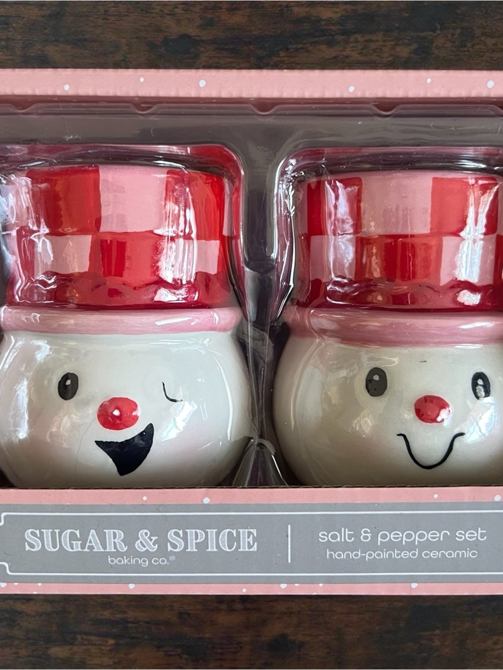 Red Snowman Salt and Pepper Ceramic Set